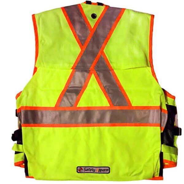 Safety Apparel PC15X Party Chief Heavy Duty Safety Vest - Fluorescent Yellow - Class 2 - Image 2